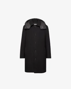 Uomo Premiata Cappotto in lana con dettagli in nylon