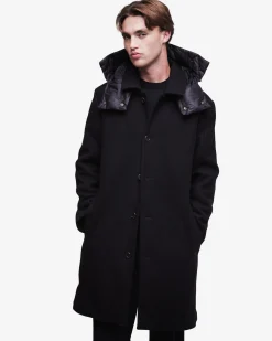 Uomo Premiata Cappotto in lana con dettagli in nylon