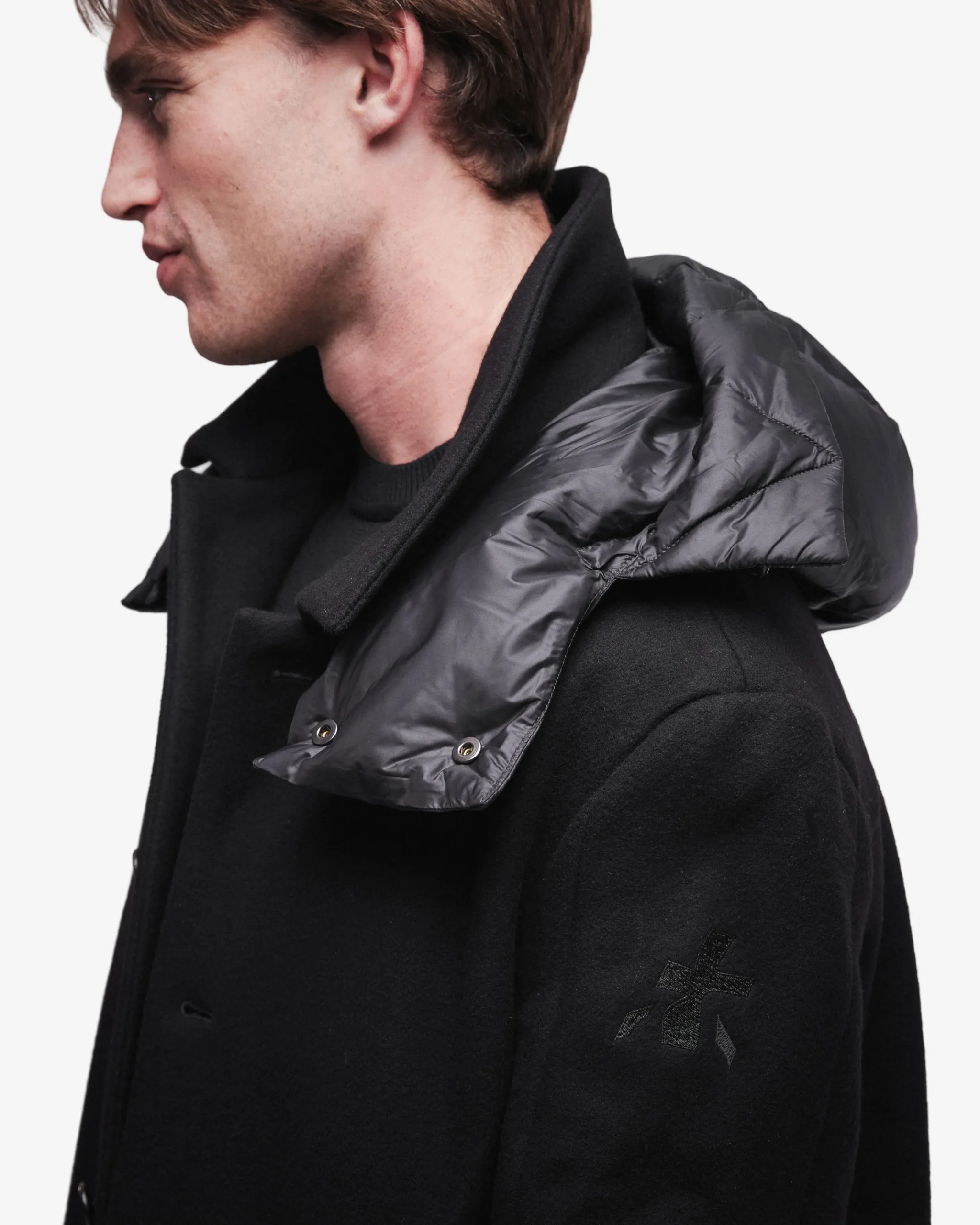 Uomo Premiata Cappotto in lana con dettagli in nylon