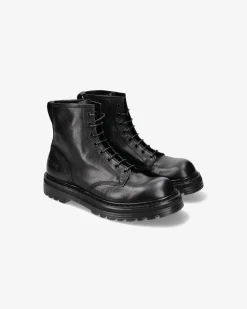 Uomo Premiata Combat boot in vitello volanato nero