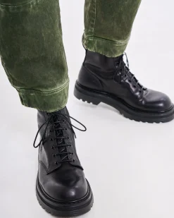 Uomo Premiata Combat boot in vitello volanato nero