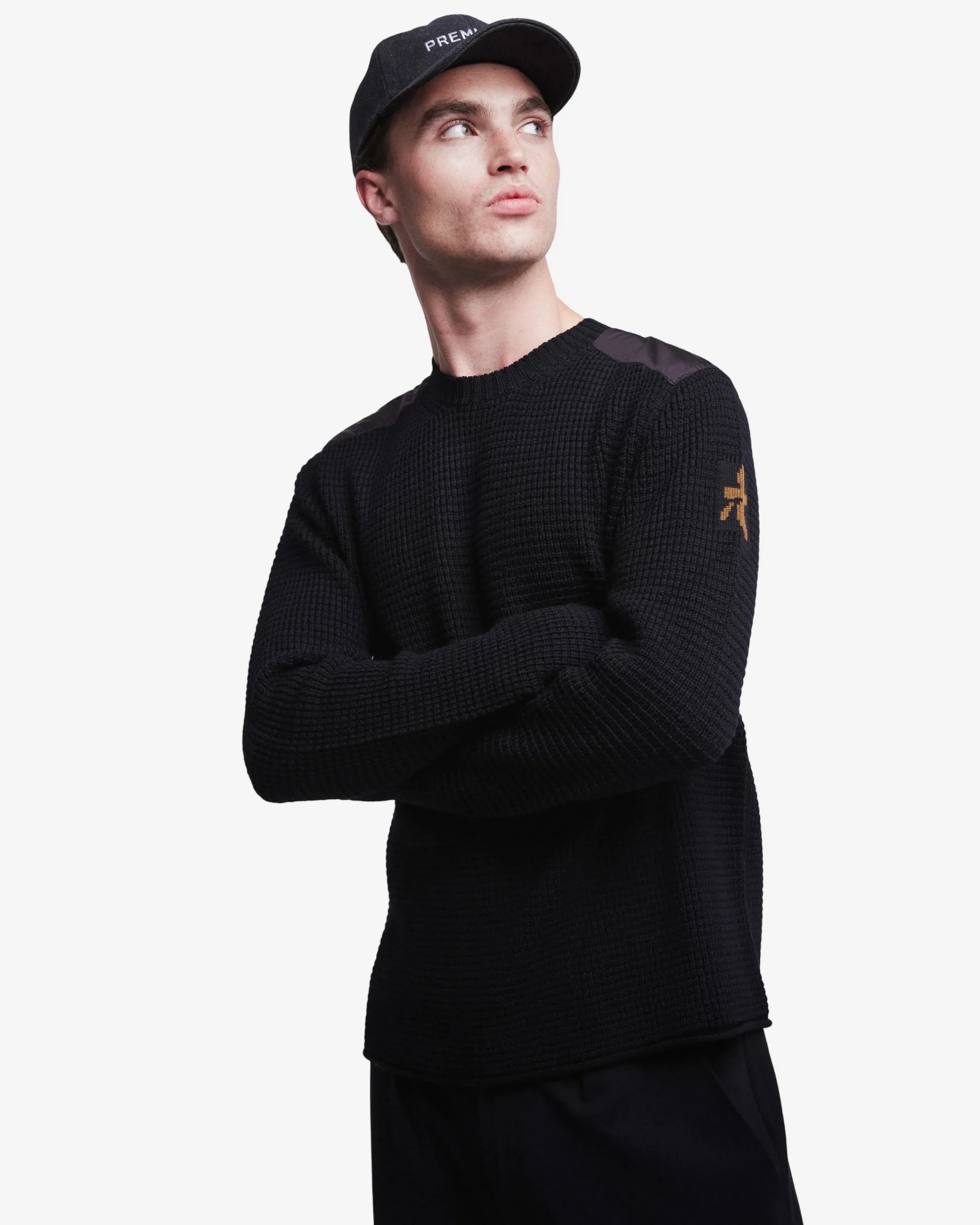 Uomo Premiata Maglia girocollo in lana con dettagli in nylon