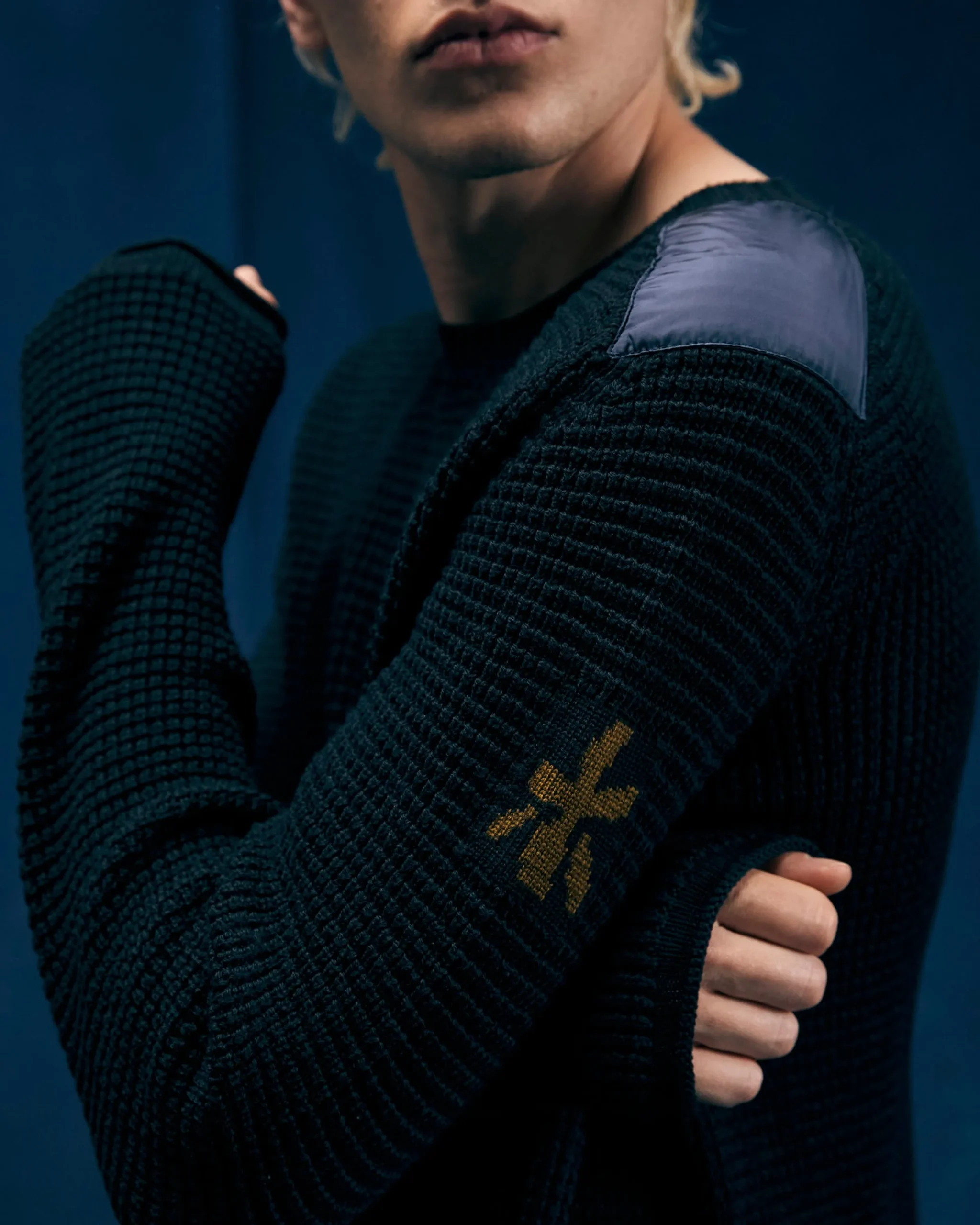 Uomo Premiata Maglia girocollo in lana con dettagli in nylon
