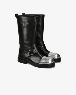 Donna Premiata Stivaletti Dany in vitello iron e nero