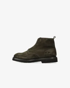 Uomo Premiata Stivaletti stringati in camoscio rain olive